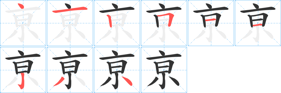 亰的筆順分步演示