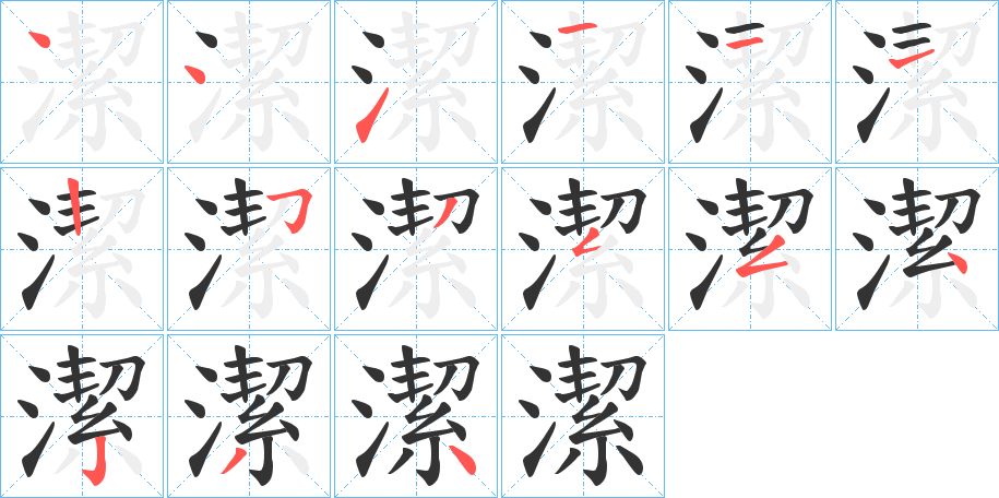 潔的筆順分步演示