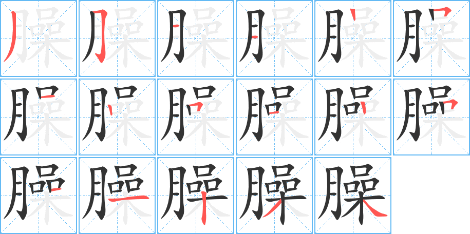 臊的筆順分步演示