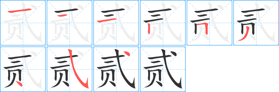 貳的筆順分步演示